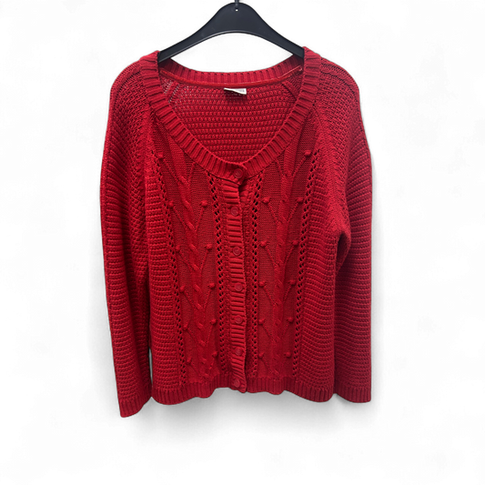 Street One Strickjacke Rot Gr 44 Zopfmuster Knopfleiste Baumwollmix Frühling