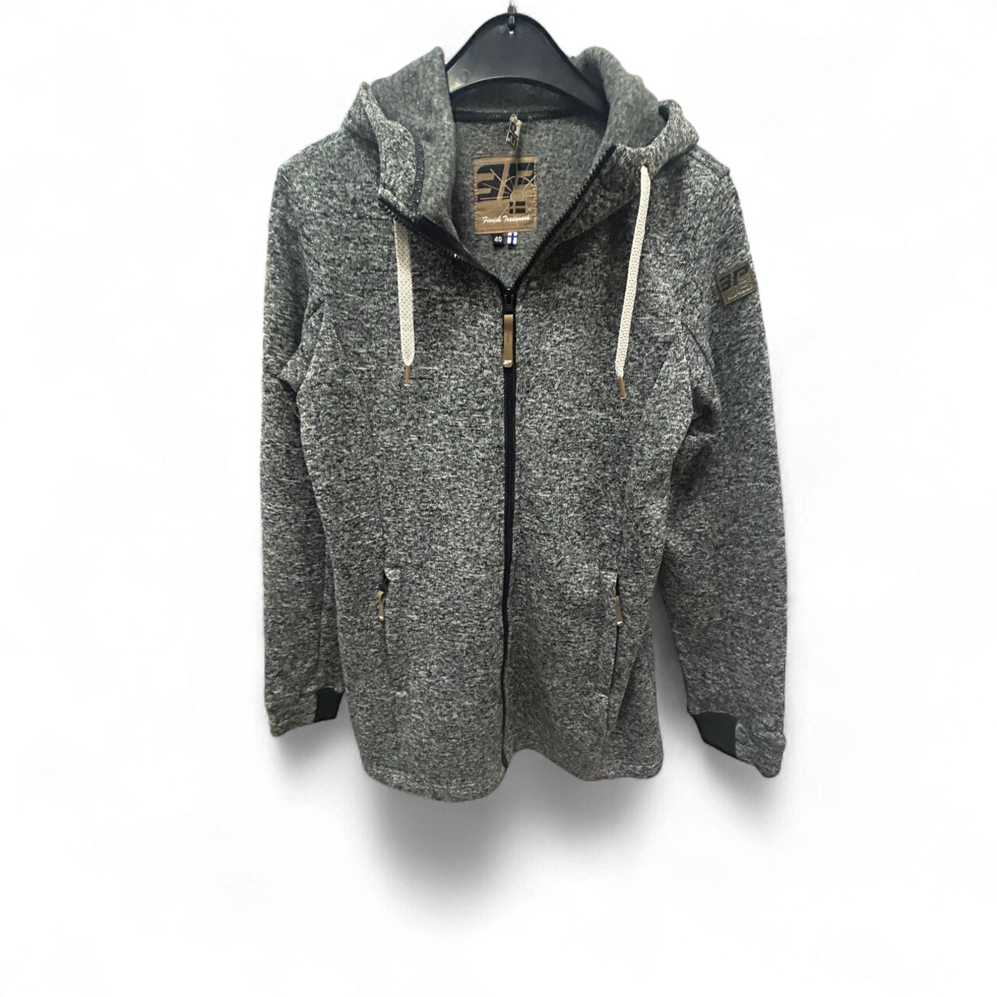 Icepeak EP Fleecejacke Grau Gr 40 Kapuze Reißverschluss Taschen Outdoor Look