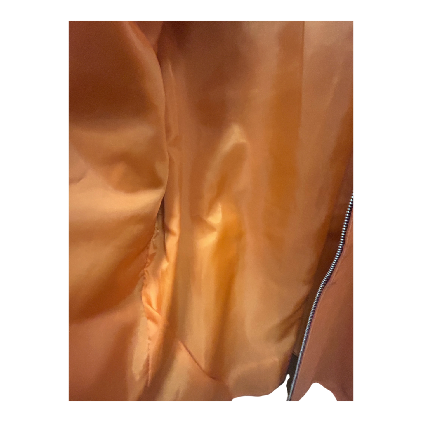 Giorgio Armani Lederjacke Orange Gr 42 Reißverschluss Echtleder Satinfutter Elegant