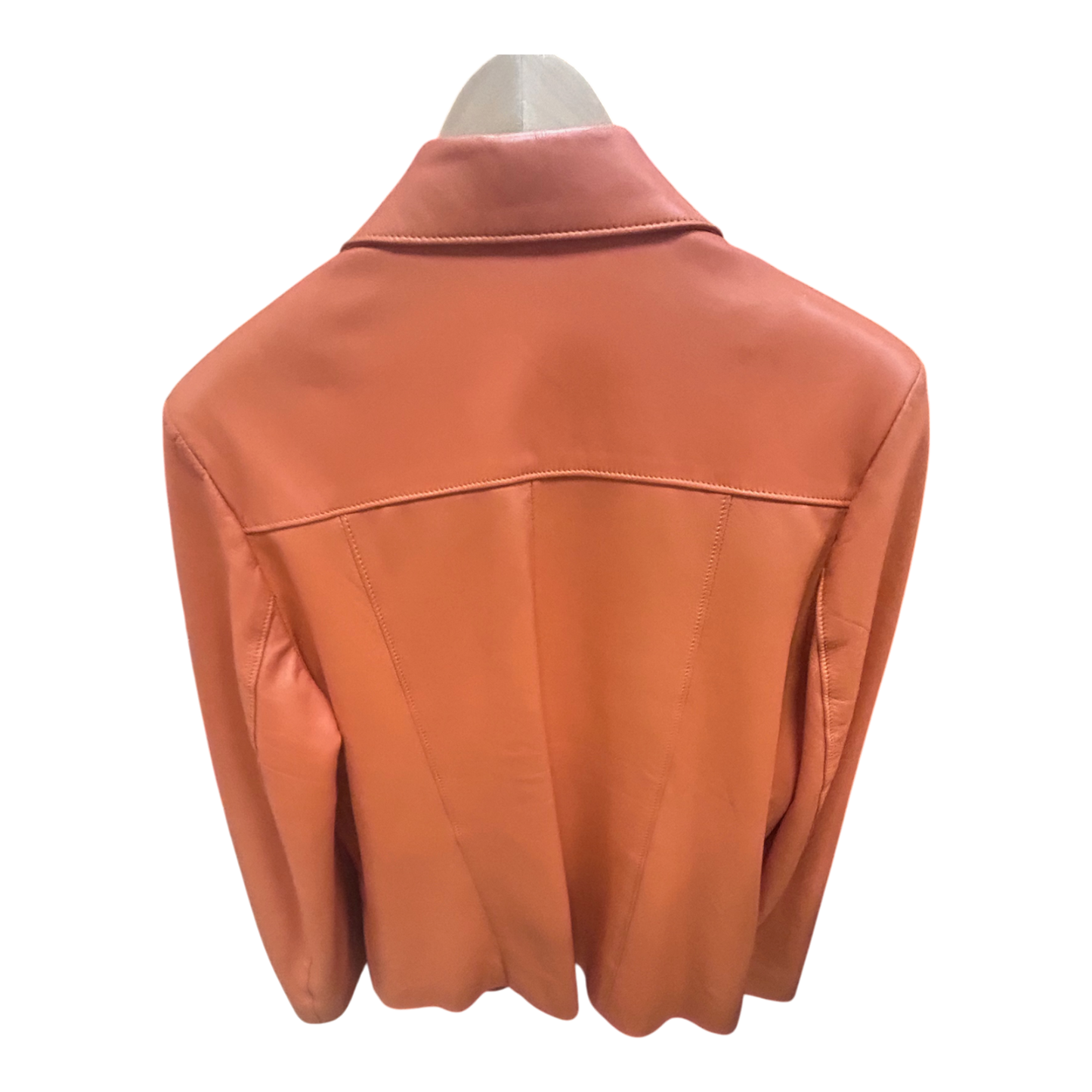 Giorgio Armani Lederjacke Orange Gr 42 Reißverschluss Echtleder Satinfutter Elegant
