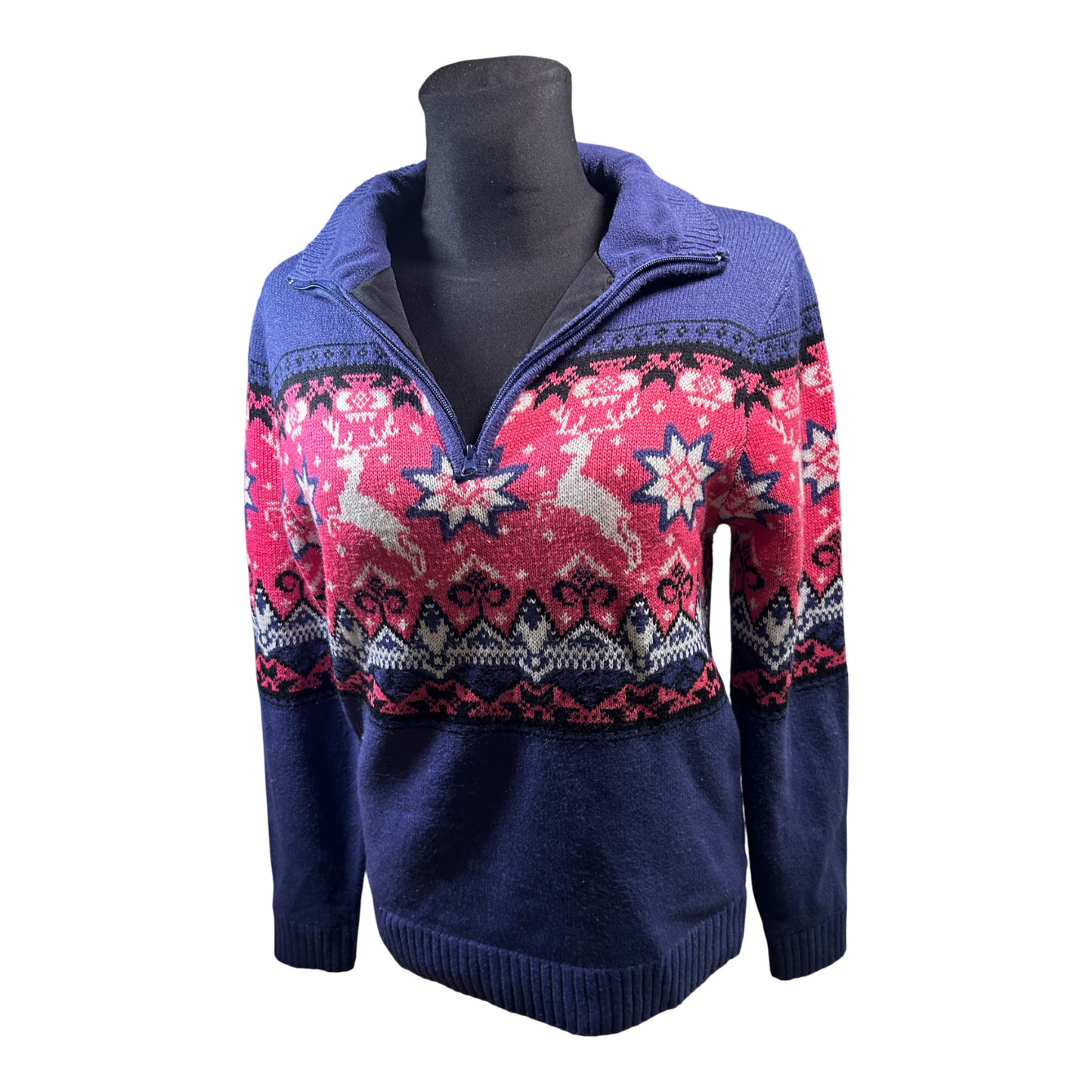 Crivit Sports Troyer Damen Pullover Gr S Lila Pink Norweger Muster Outdoor