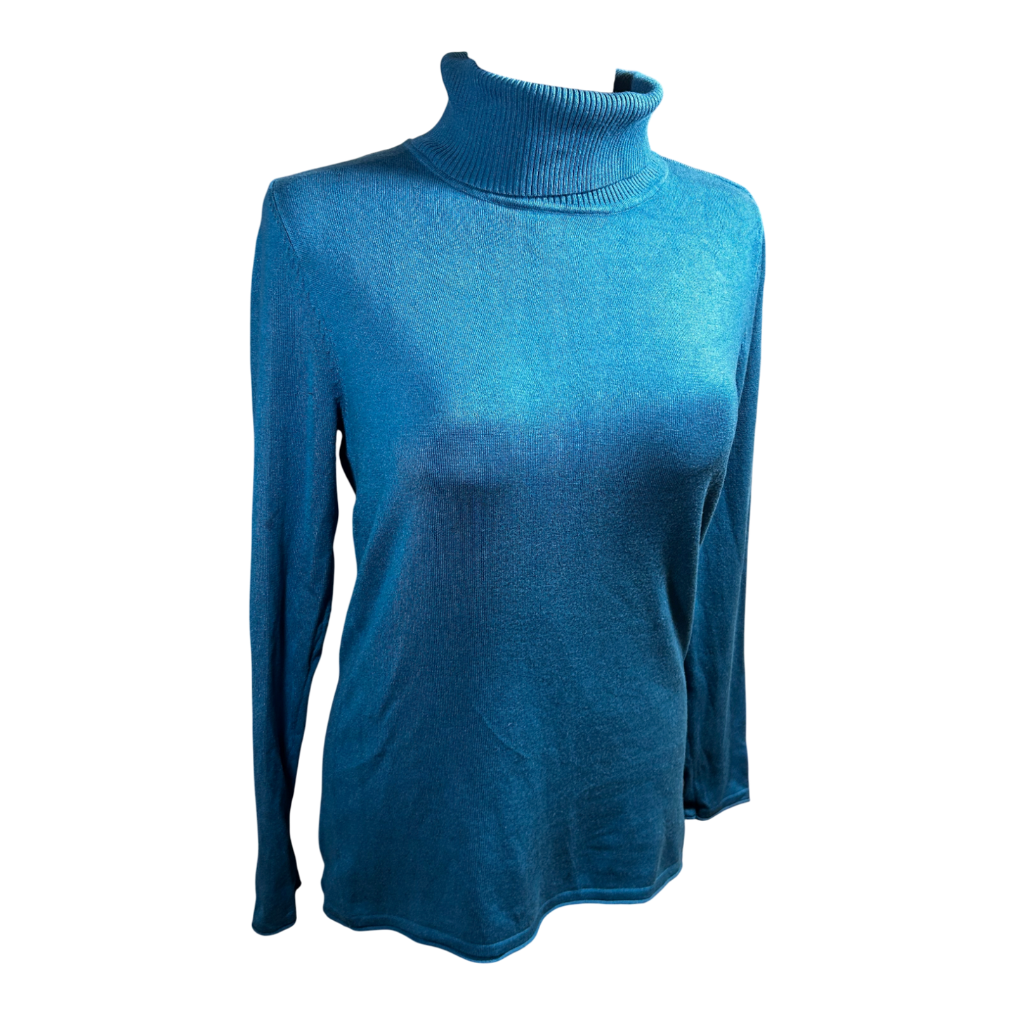 Clarina Collection Rollkragenpullover Damen Gr 40 Türkis Feinstrick Elegant