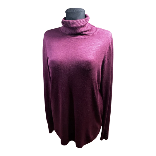 1982 Damen Rollkragenpullover Bordeaux Gr XL Langarm Weich Elegant Winter