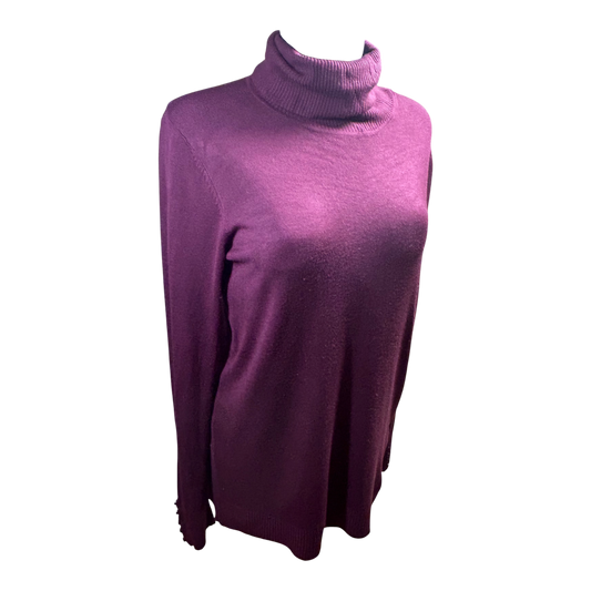 1982 Damen Rollkragenpullover Bordeaux Gr XL Langarm Weich Elegant Winter