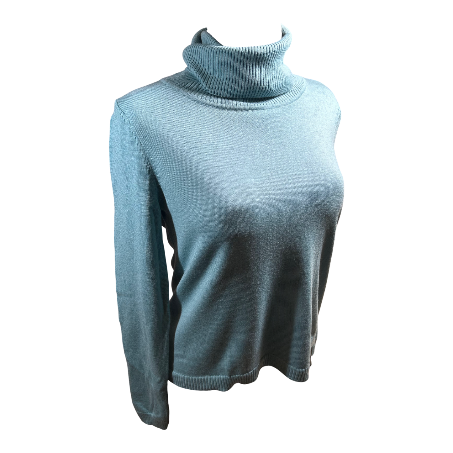 Second Hand Liebe Rollkragenpullover Damen Gr M Türkis Schurwolle Fein Elegant