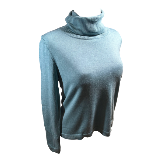 Second Hand Liebe Rollkragenpullover Damen Gr M Türkis Schurwolle Fein Elegant