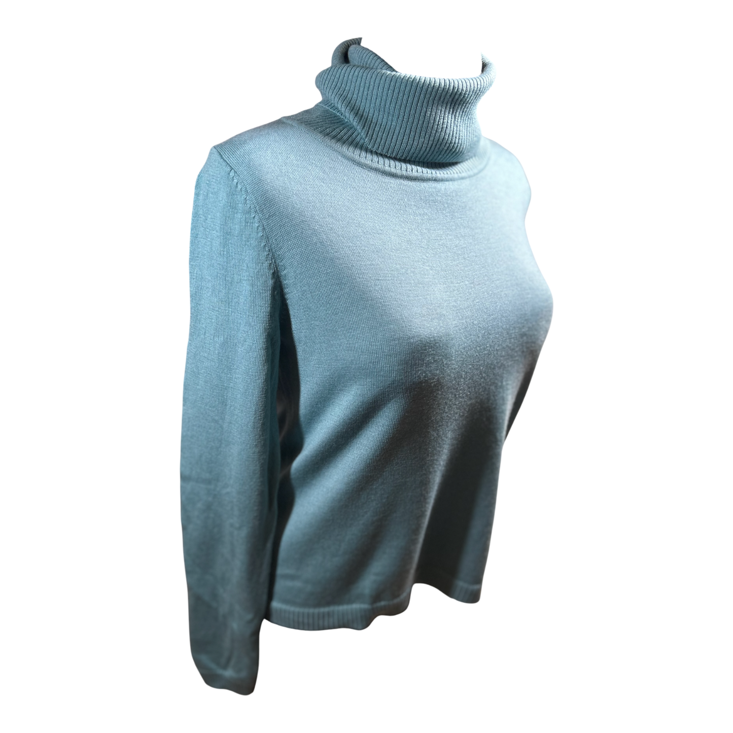 Second Hand Liebe Rollkragenpullover Damen Gr M Türkis Schurwolle Fein Elegant