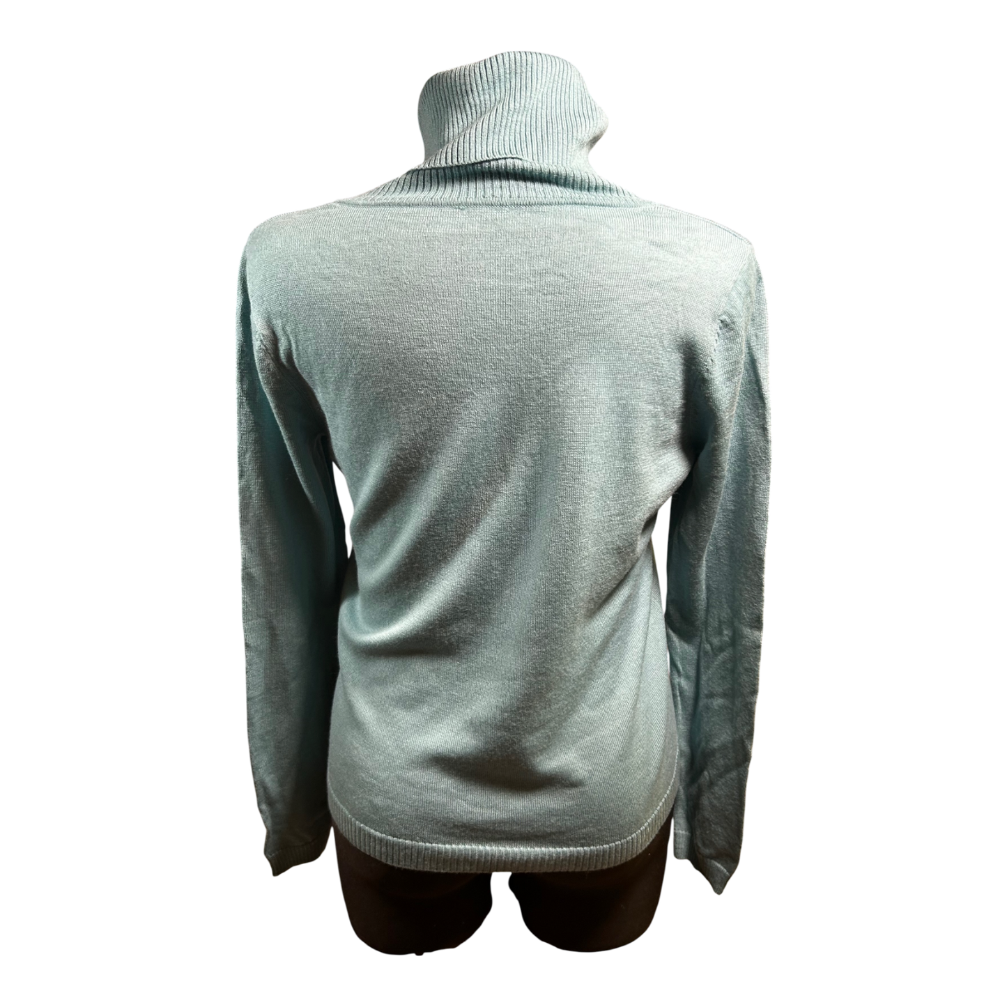 Second Hand Liebe Rollkragenpullover Damen Gr M Türkis Schurwolle Fein Elegant