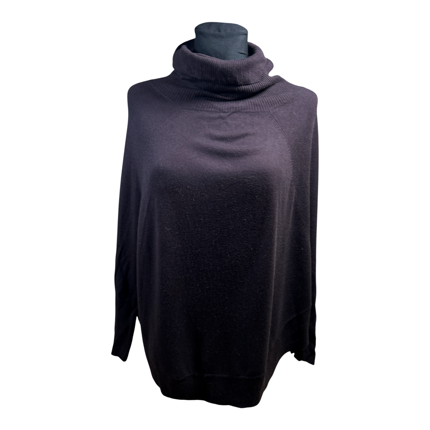 Poncho Damen Rollkragen Dunkelbraun Größe L Cashmere Merinowolle Oversize Elegant