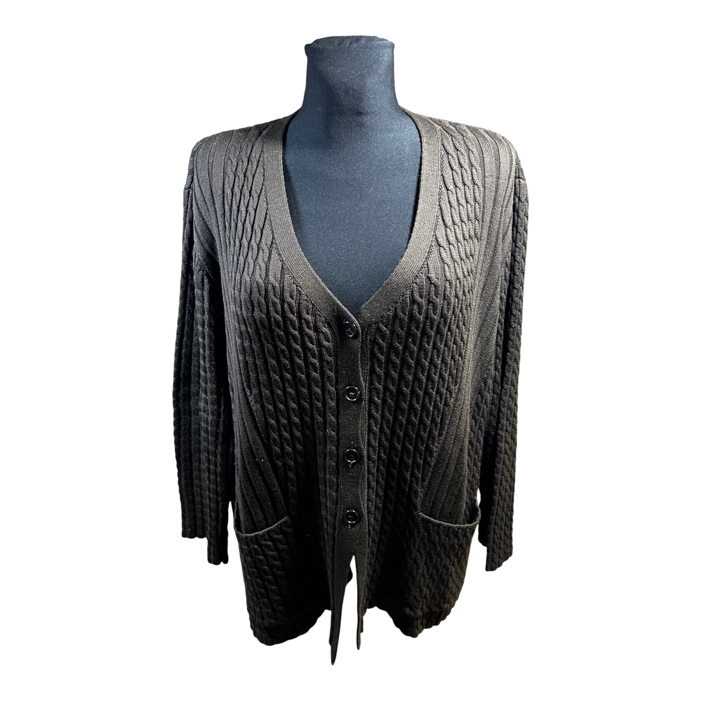 Il Punto Tricot Strickjacke Damen Gr 46 48 Braun Merino Wolle Zopfmuster