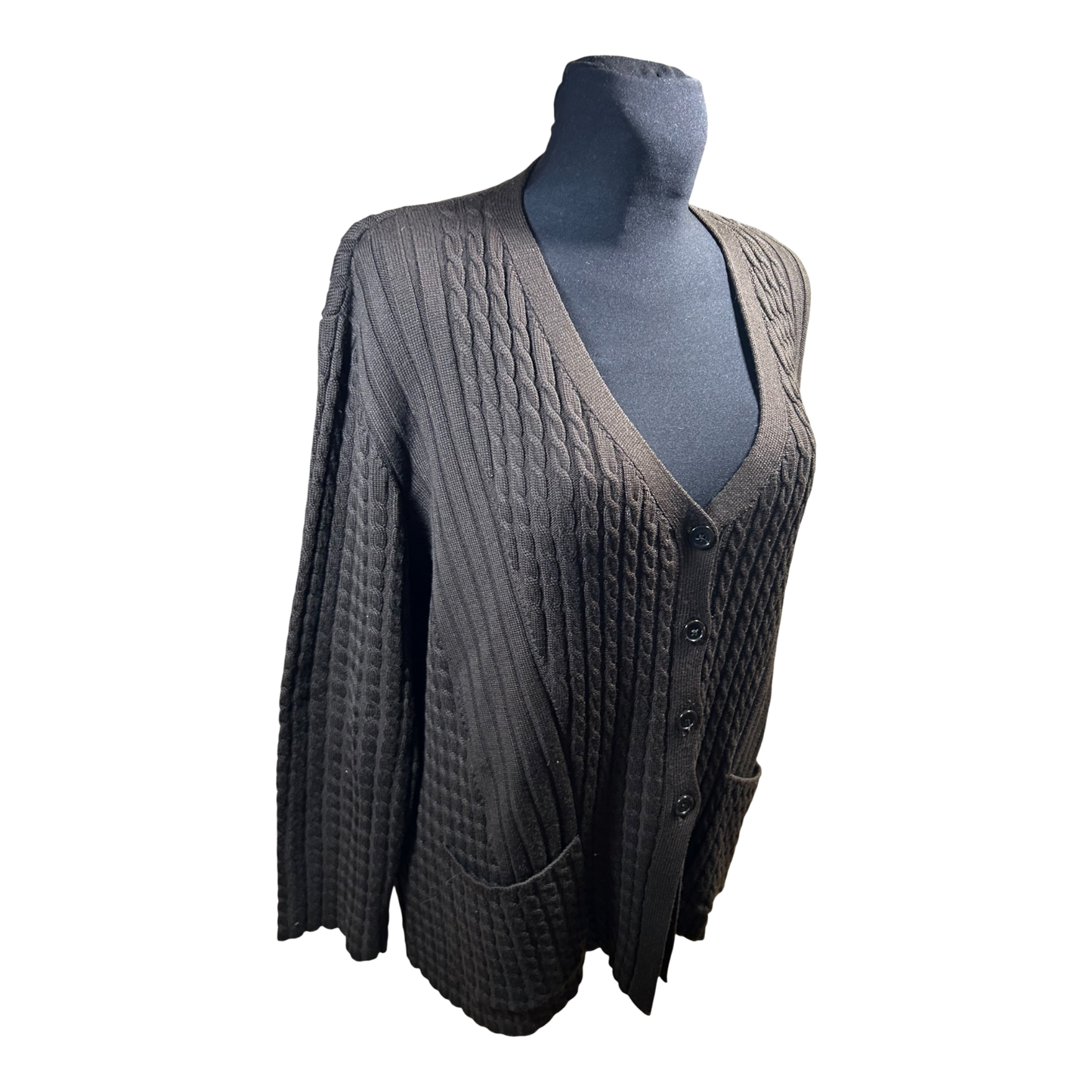 Il Punto Tricot Strickjacke Damen Gr 46 48 Braun Merino Wolle Zopfmuster