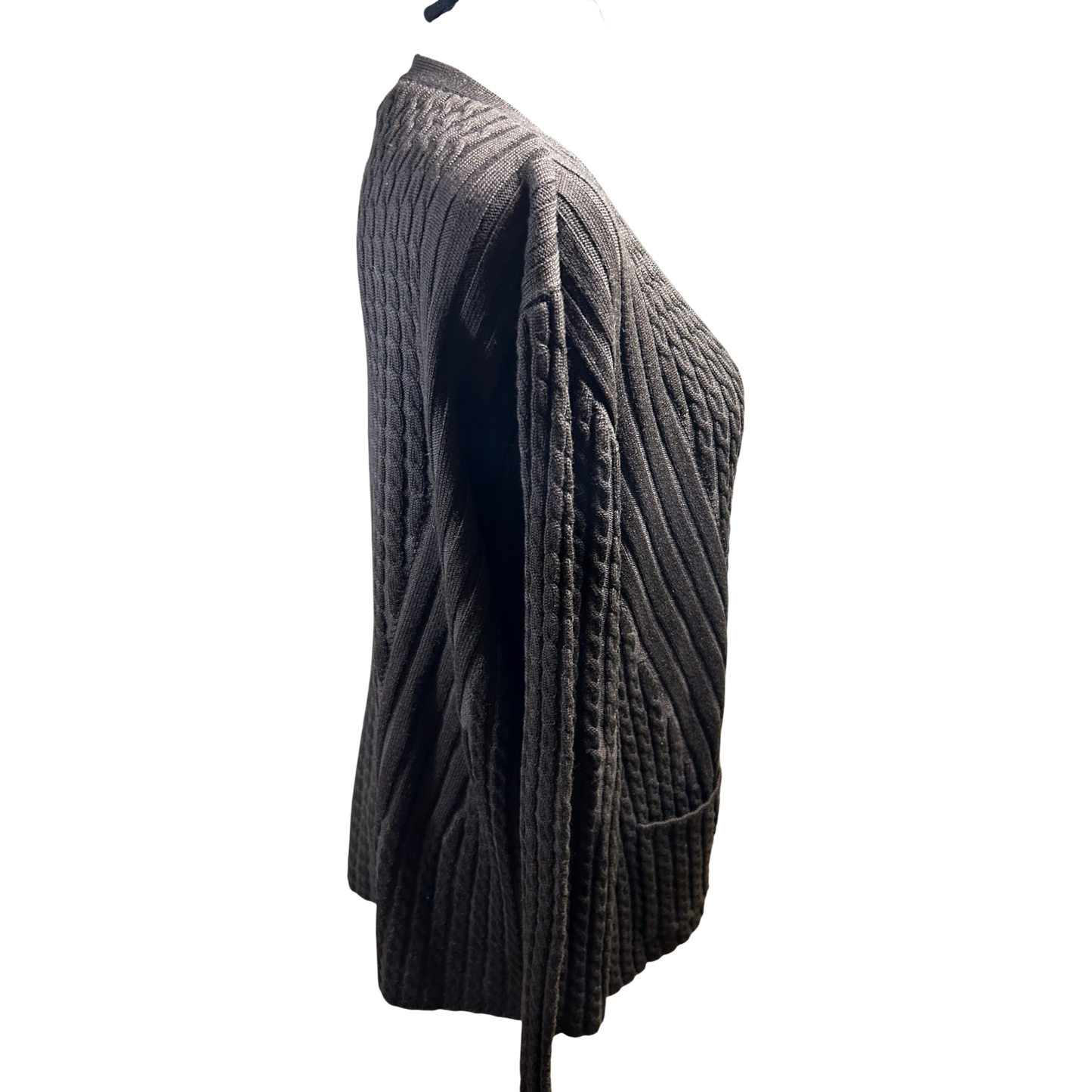 Il Punto Tricot Strickjacke Damen Gr 46 48 Braun Merino Wolle Zopfmuster