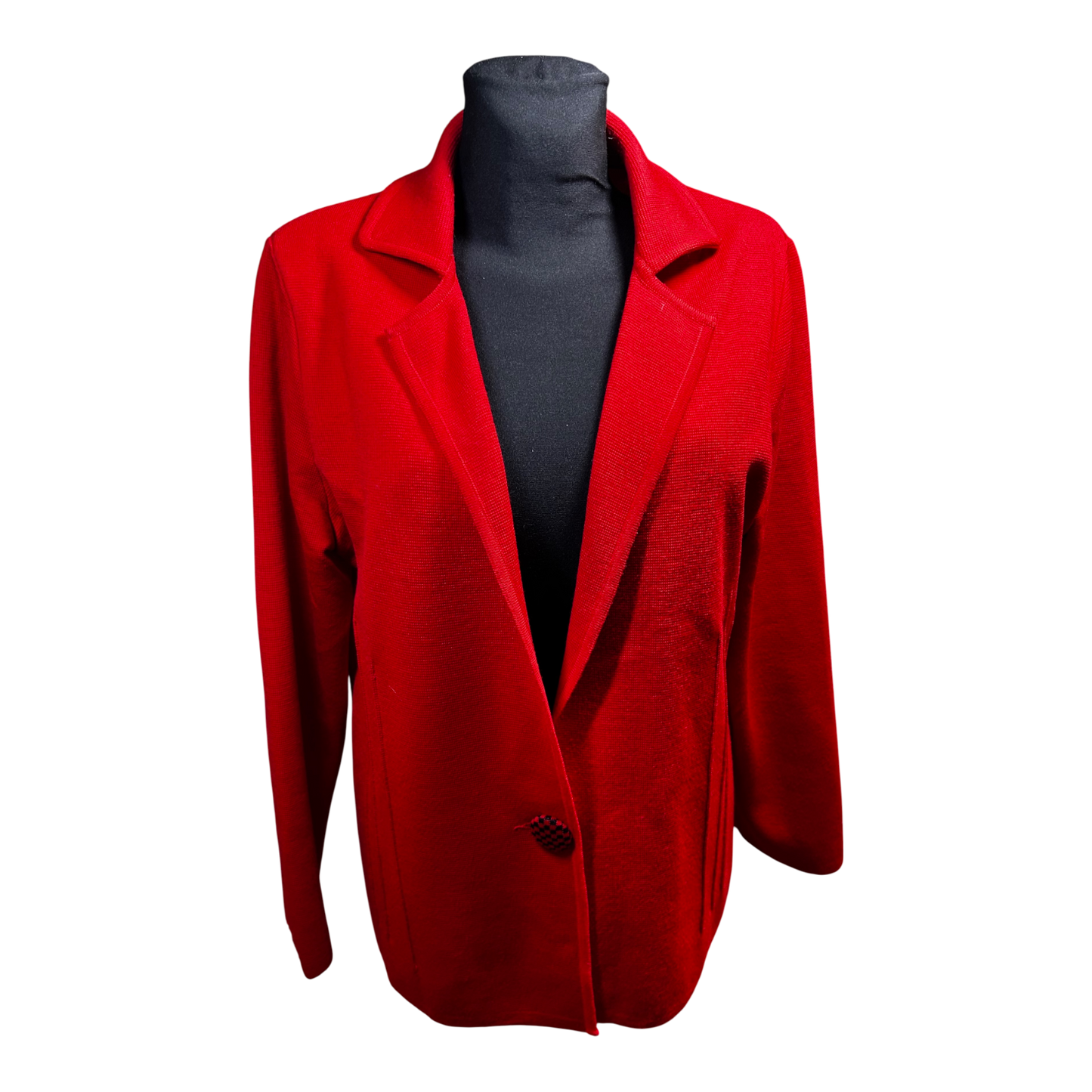 Damen Strickblazer Cardigan Rot Merinowolle Made in Italy Größe XL Elegant