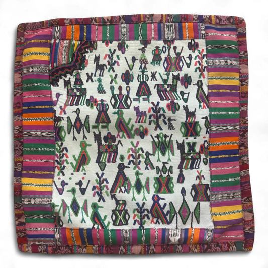 Kissenbezug Ethno 48x48 cm Bunt Baumwolle Handarbeit Guatemala Boho Deko Unikat