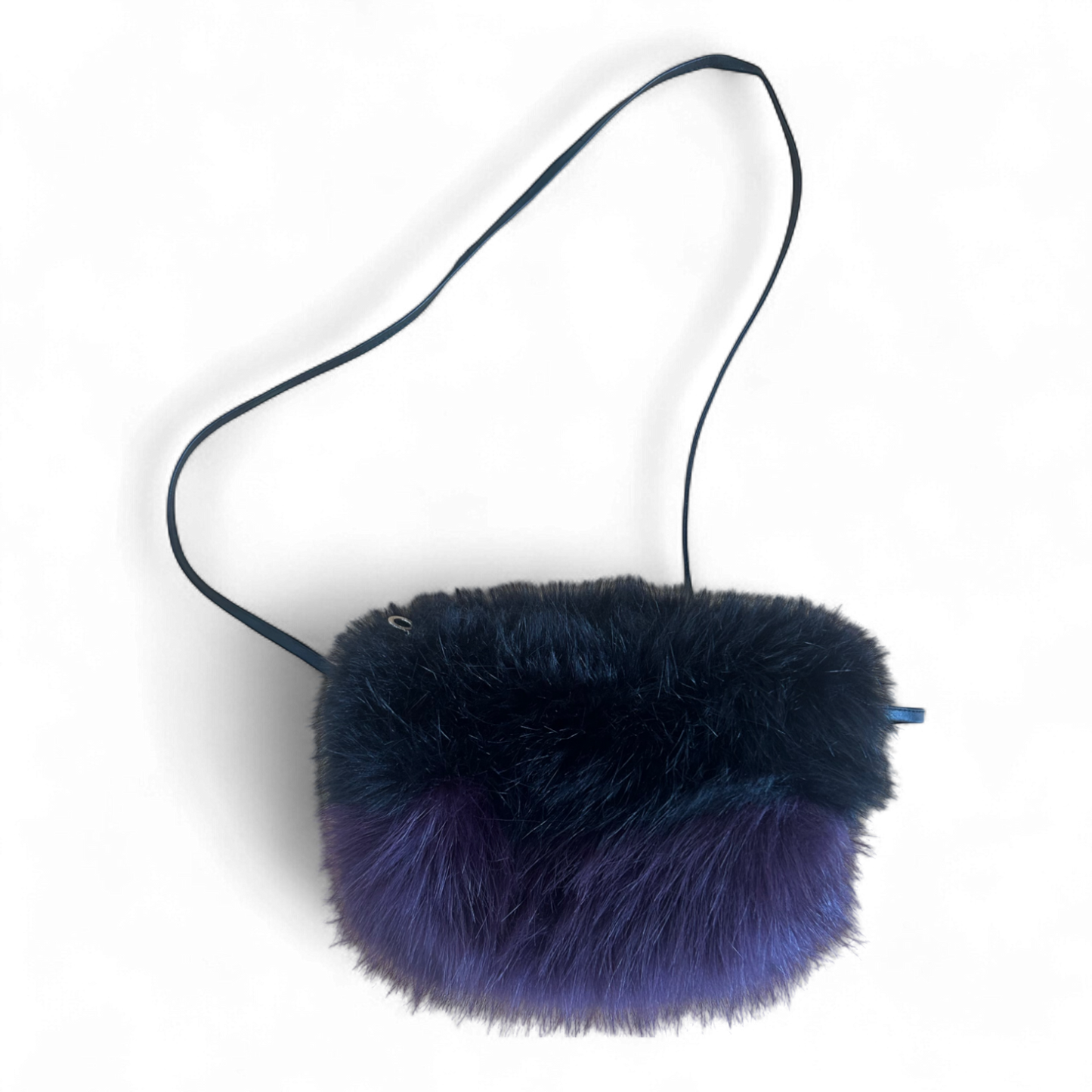Comma Mufftasche Kunstfell Schwarz Violett Tasche Elegant Schultertasche Winter