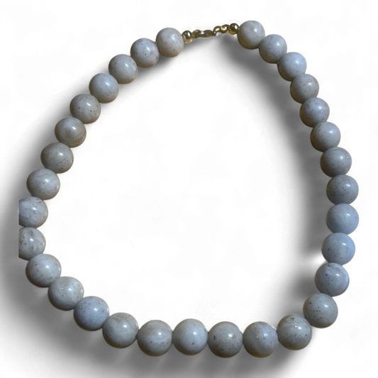 Glitzer Kette Weiß 43 cm Retro Look Kugel Design Vintage Schmuck Elegant