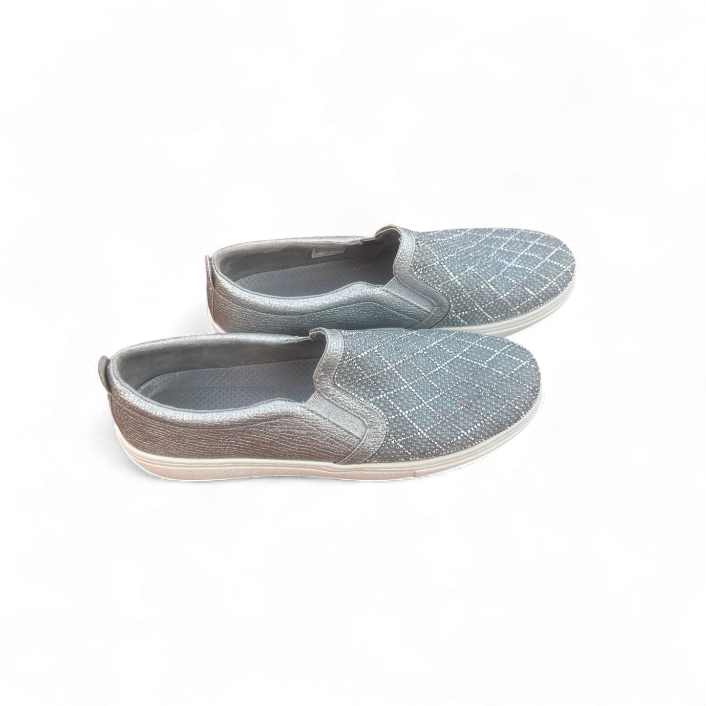 Skechers Slip-On Glitzer Silber Gr. 38 Damen Schuhe Memory Foam wie neu