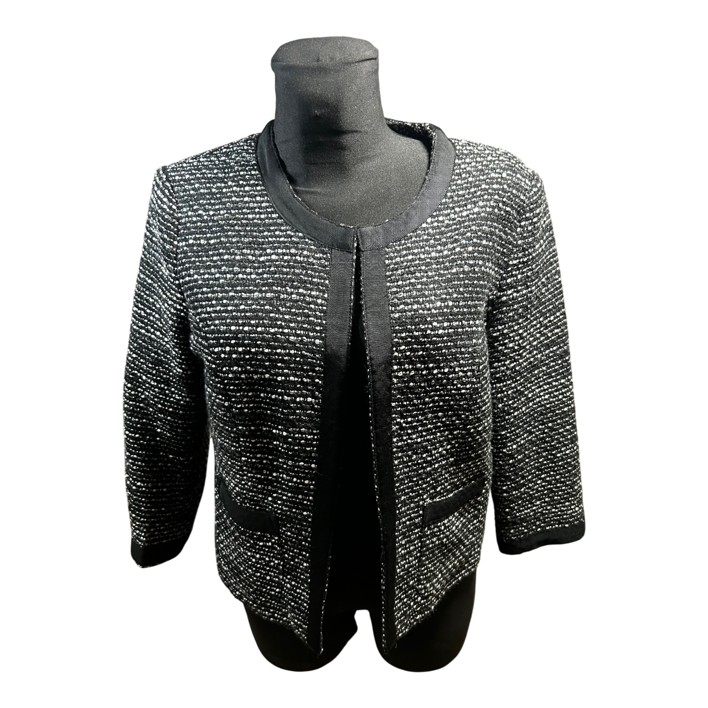 Yessica Damen Jacke Gr 42 Schwarz Silber Glitzer Elegant Kurzjacke Party Chic