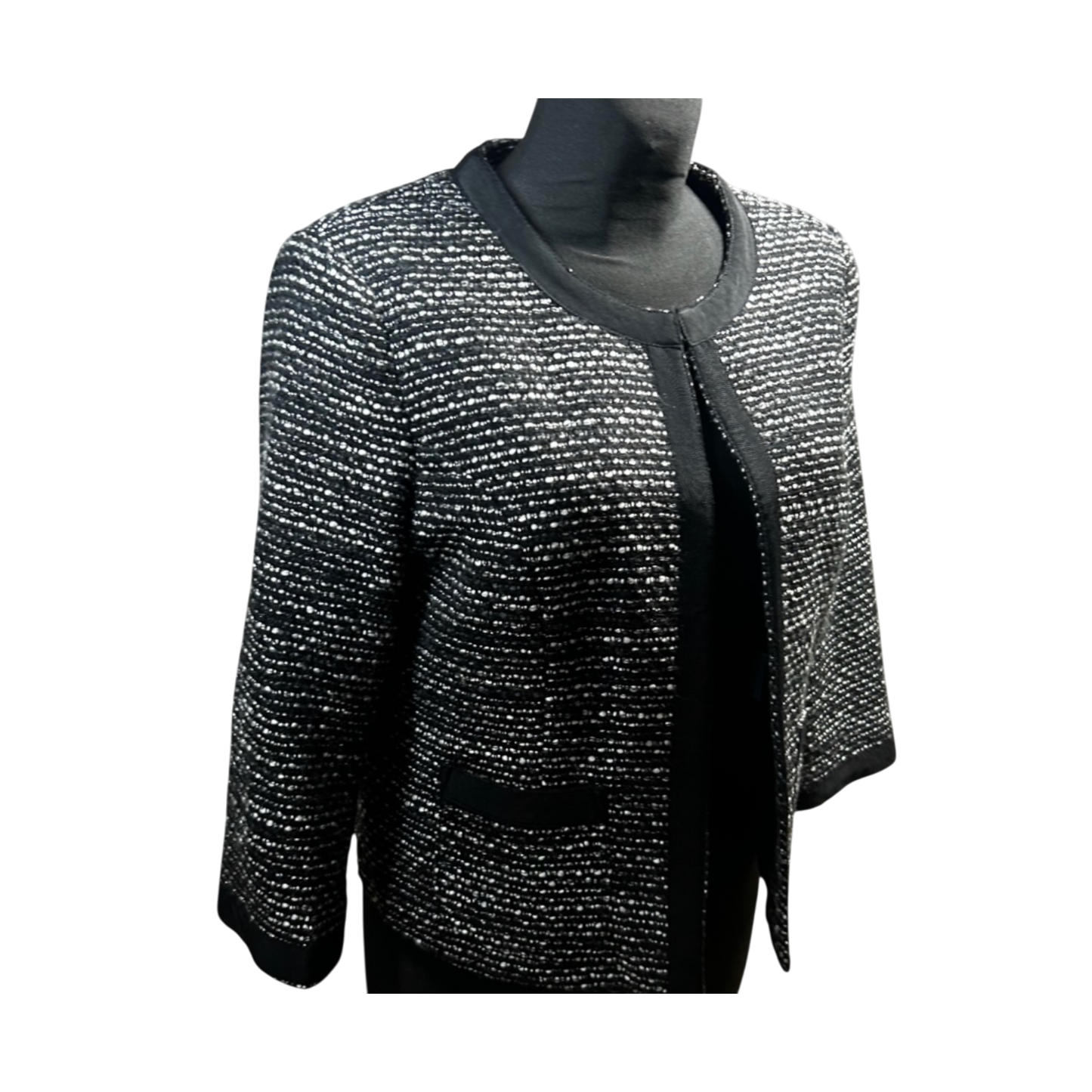 Yessica Damen Jacke Gr 42 Schwarz Silber Glitzer Elegant Kurzjacke Party Chic