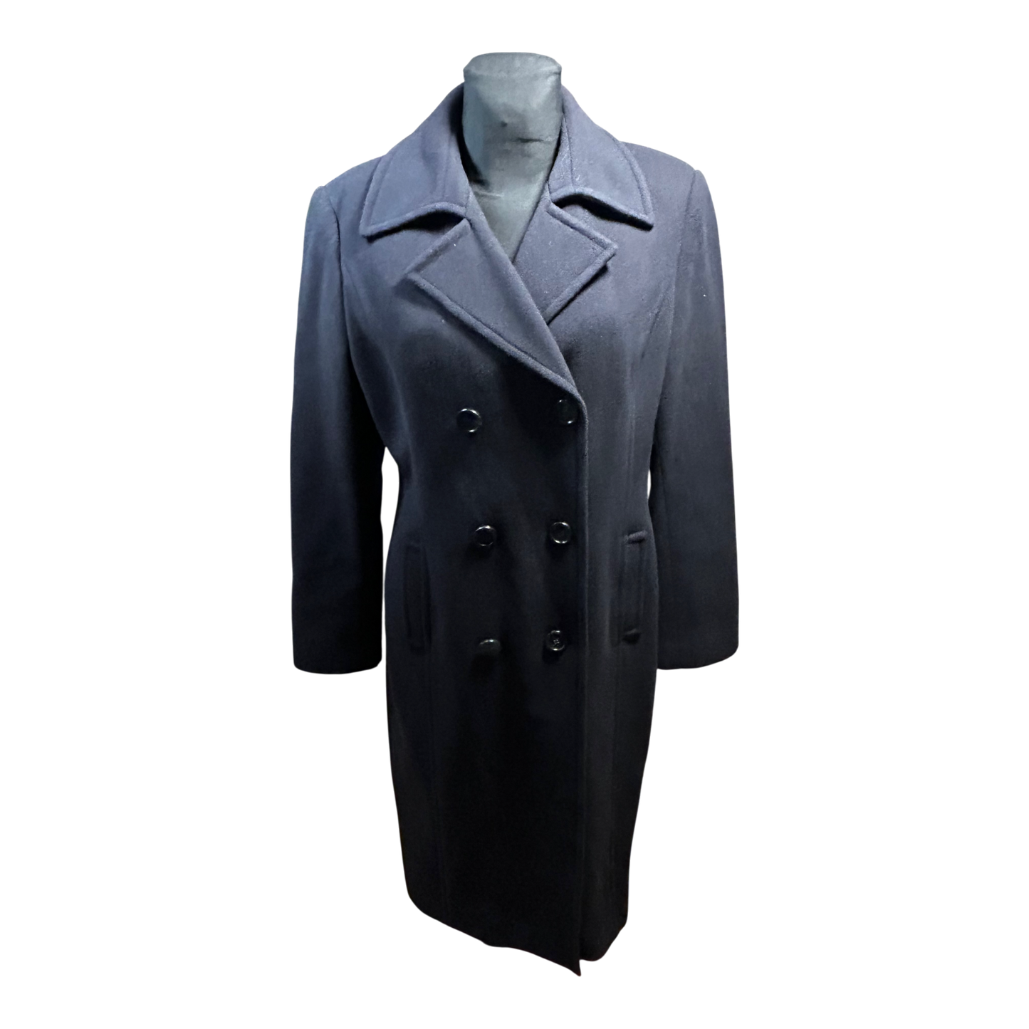 Madeleine Damen Mantel Gr 40 Dunkelblau Schurwolle Kaschmir Elegant Winter