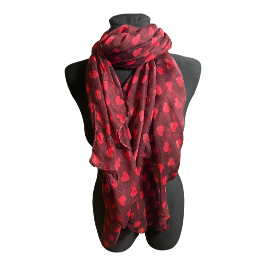 Antonio Damen Schal Herzen Bordeaux Rot 180 x 80 cm Polyester