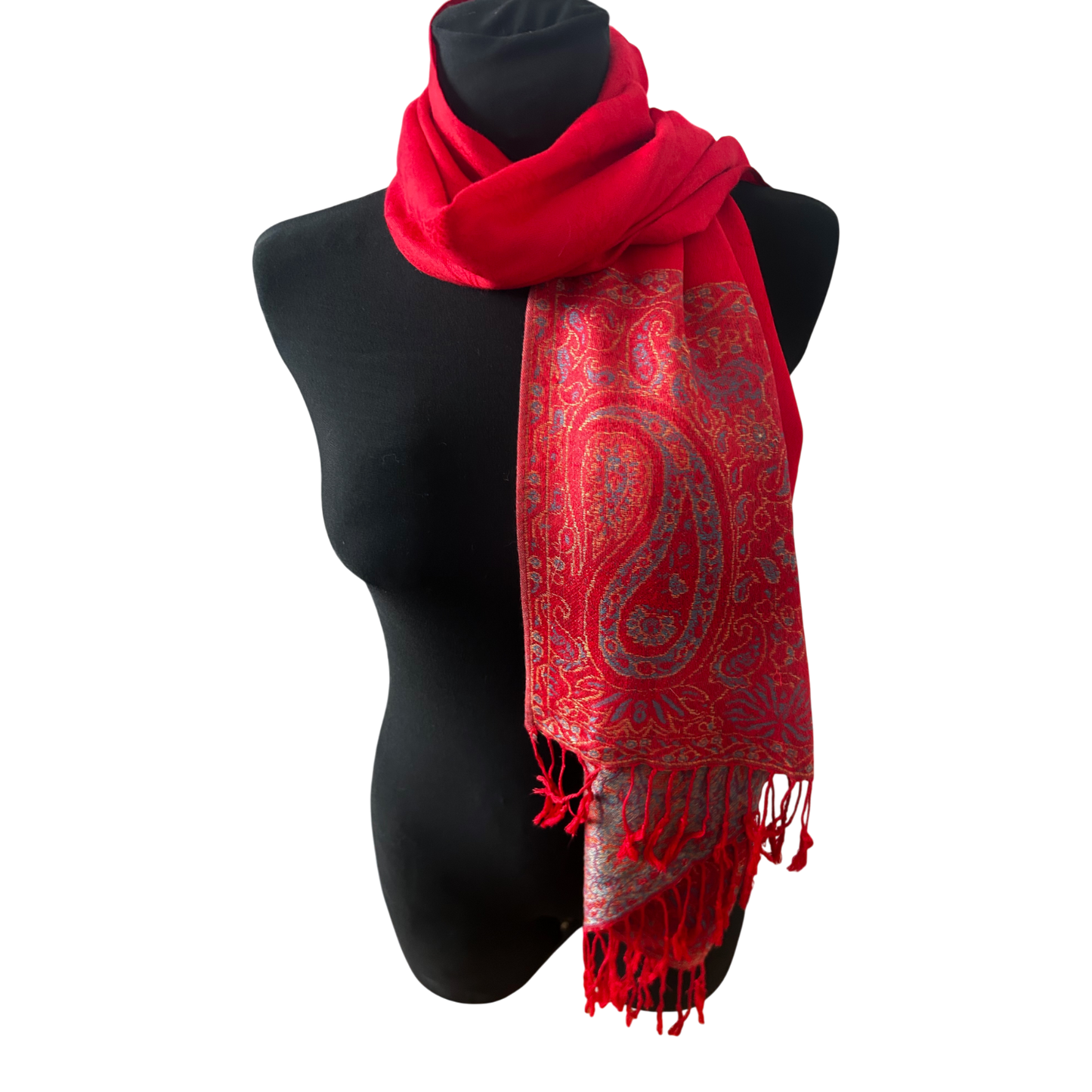 Wunderschöner Damen Schal Paisley Rot Gold 180 x 70 cm 100% Viskose