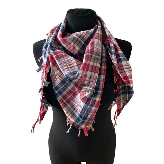 Damen Halstuch sOliver Karo Muster Rot Blau Baumwolle Leicht Elegant Chic