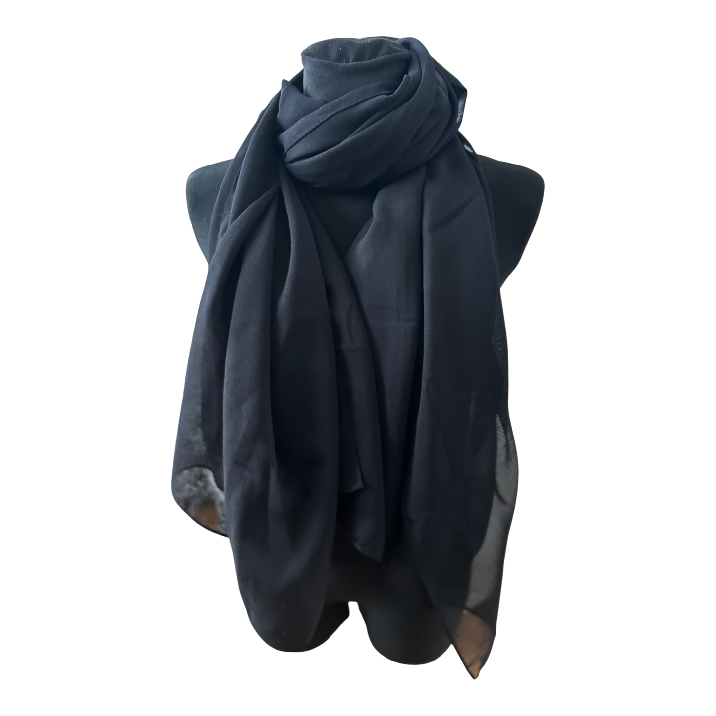 Wunderschöner Damen Schal Schwarz Chiffon Elegant Leicht Groß 170 x 110 cm