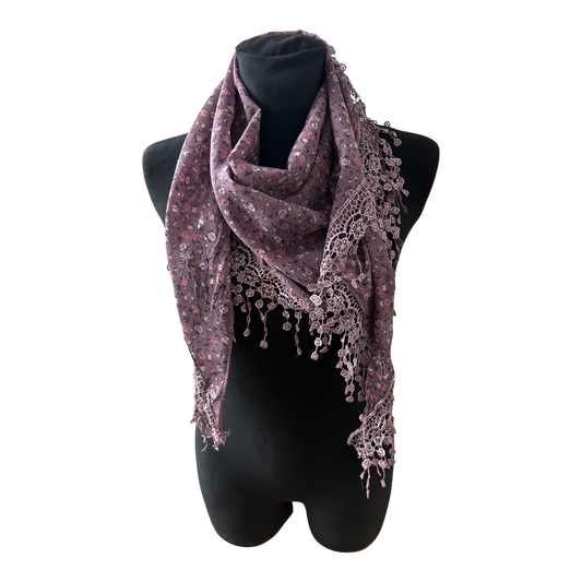 Wunderschönes Damen Halstuch Dreieckstuch 165 x 50 cm Altrosa Baumwolle Seide