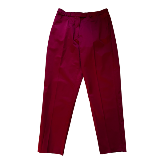 Tuzzi Damen Stoffhose Gr 42 Dunkelrot Satin Glänzend Elegant Stretchmaterial