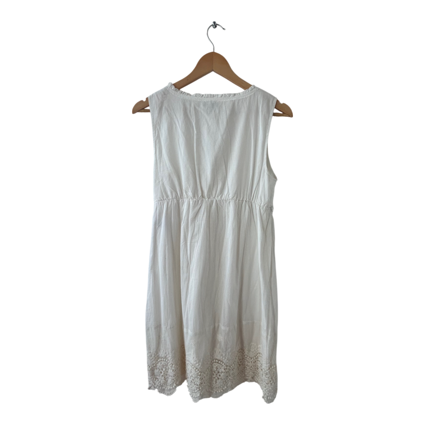 Tom Tailor Kleid Damen Dress Damenkleid Gr. 40 Wollweiß Baumwolle Wickel Boho