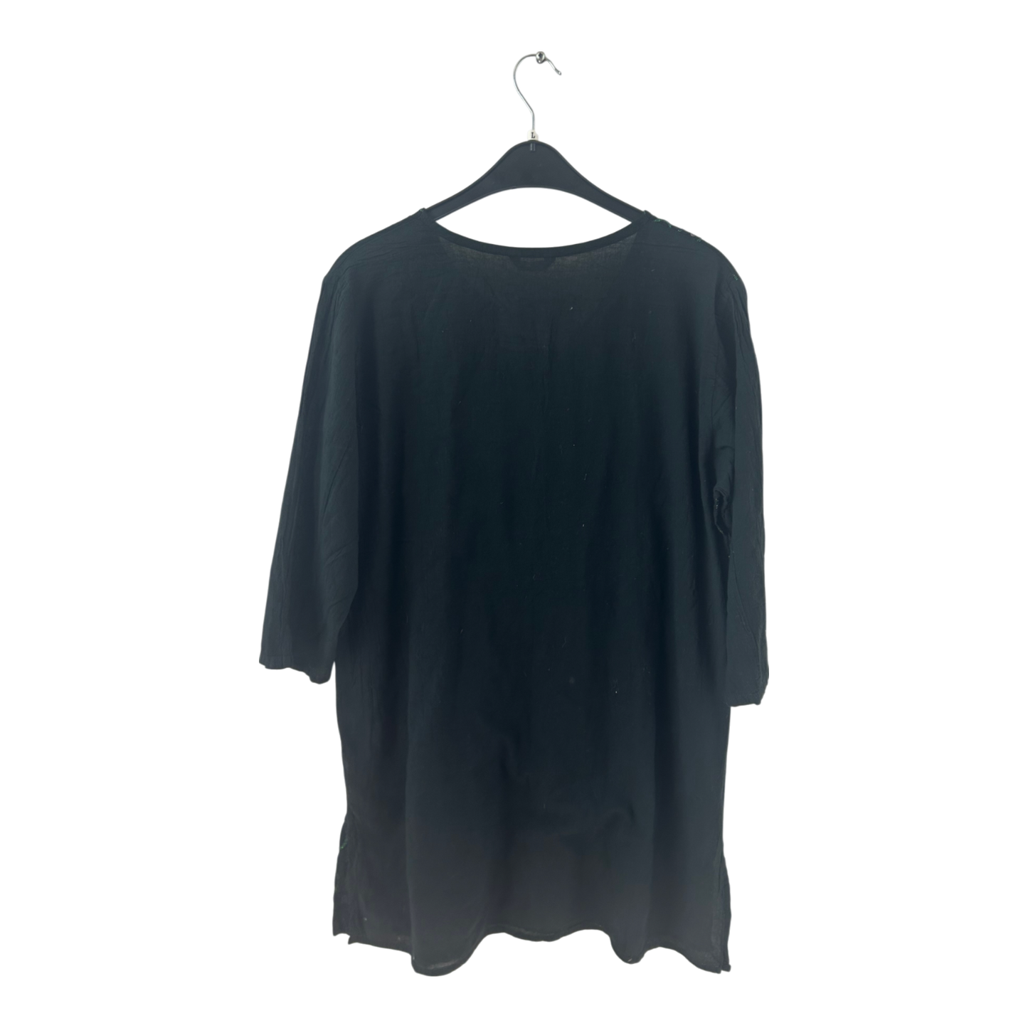 Donna IO Tunika Damen Dress Damenkleid Gr. L Schwarz Grün Pailletten Boho Look