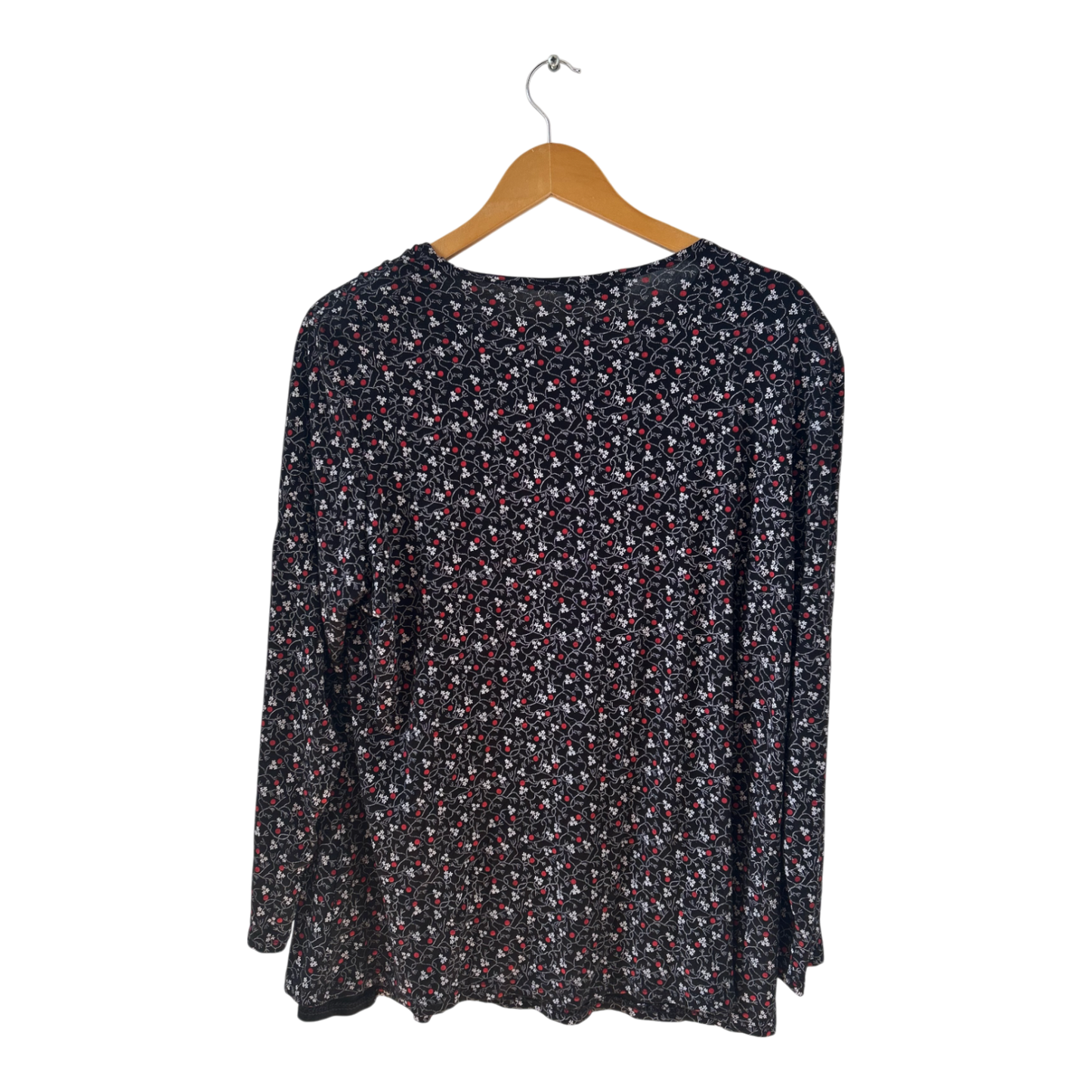 Haris Moda Shirt XXL Blumenmuster Wasserfallkragen Schulterpolster elastisch elegant
