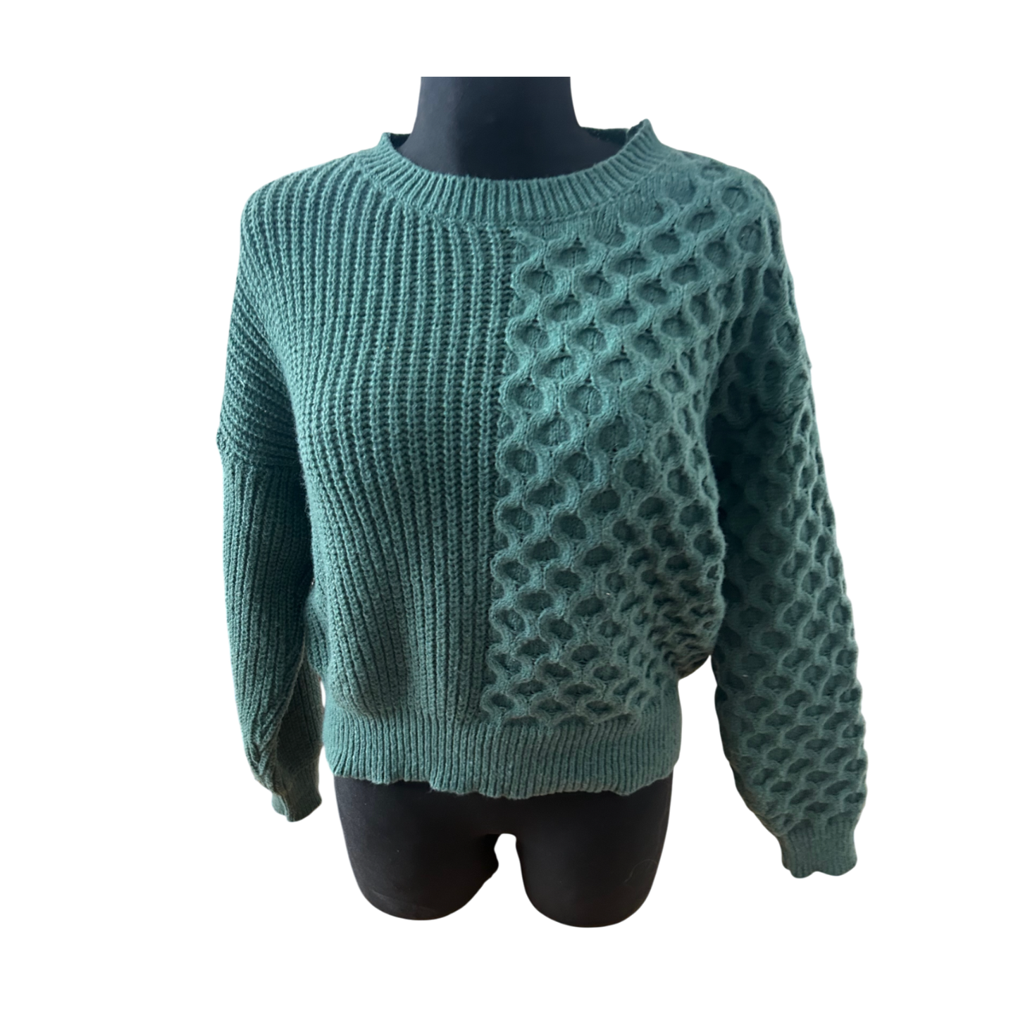 Shein Damen Pullover Gruen Strukturstrick Langarm Rundhals Modern Casual