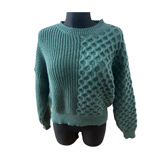 Shein Damen Pullover Gruen Strukturstrick Langarm Rundhals Modern Casual