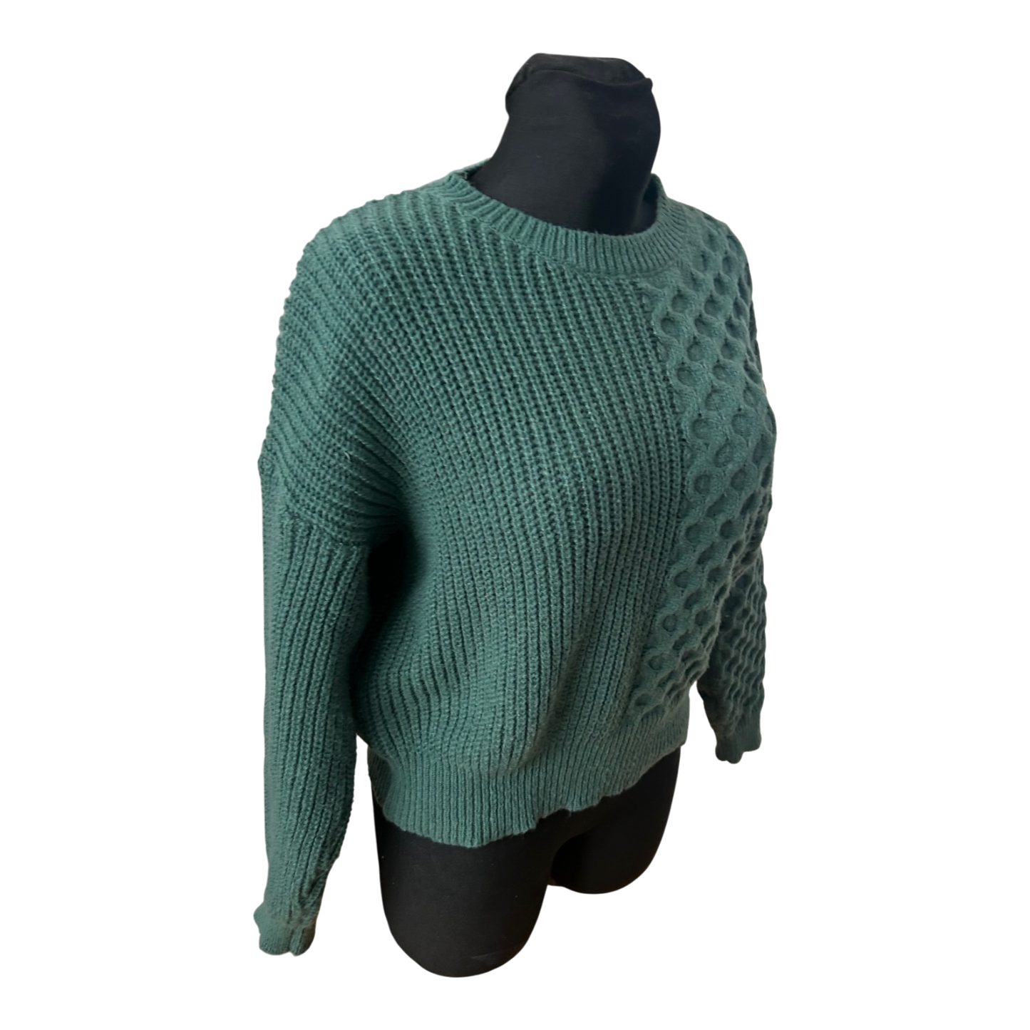 Shein Damen Pullover Gruen Strukturstrick Langarm Rundhals Modern Casual