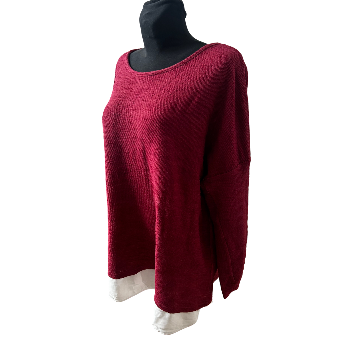 Esmara Pullover Damen Langarm Oversize XXL Bordeaux Weich Lässig