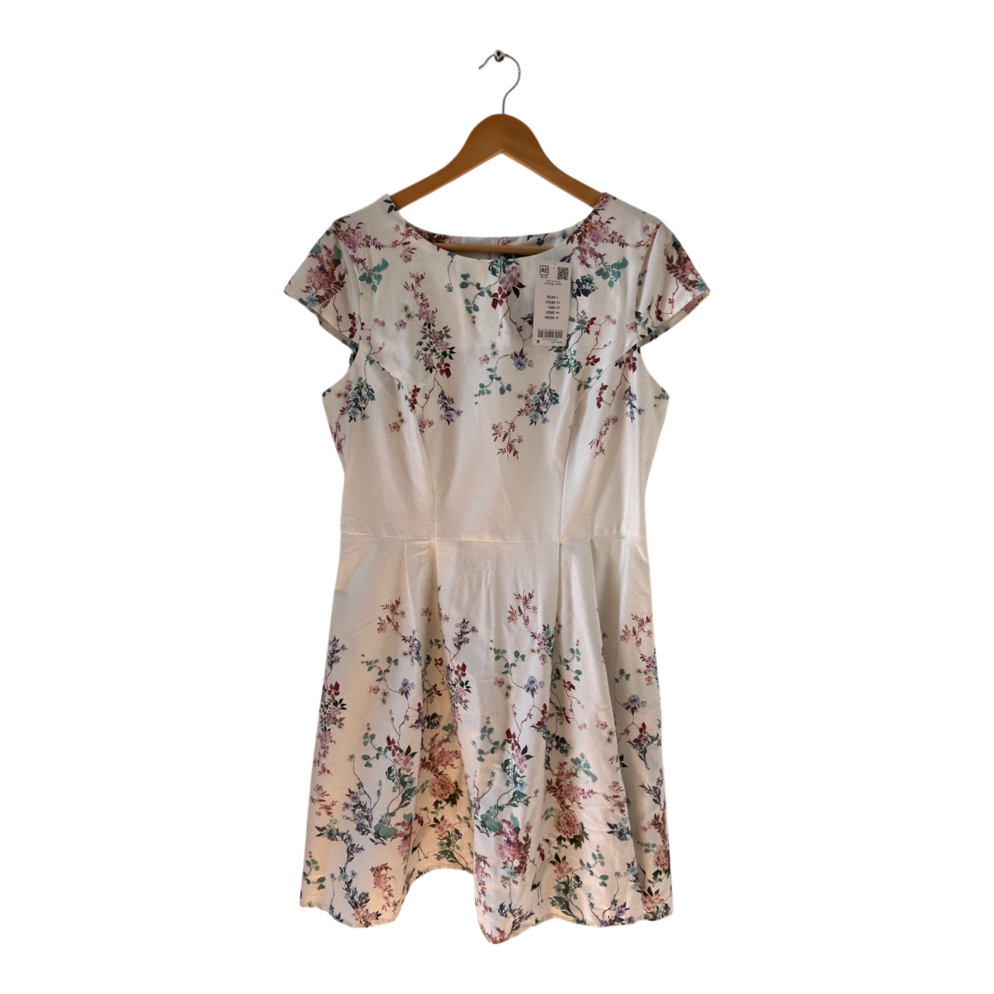 Orsay Kleid Damen Dress Damenkleid Gr. 42 Weiß Blumen Kurzarm Baumwolle Neu