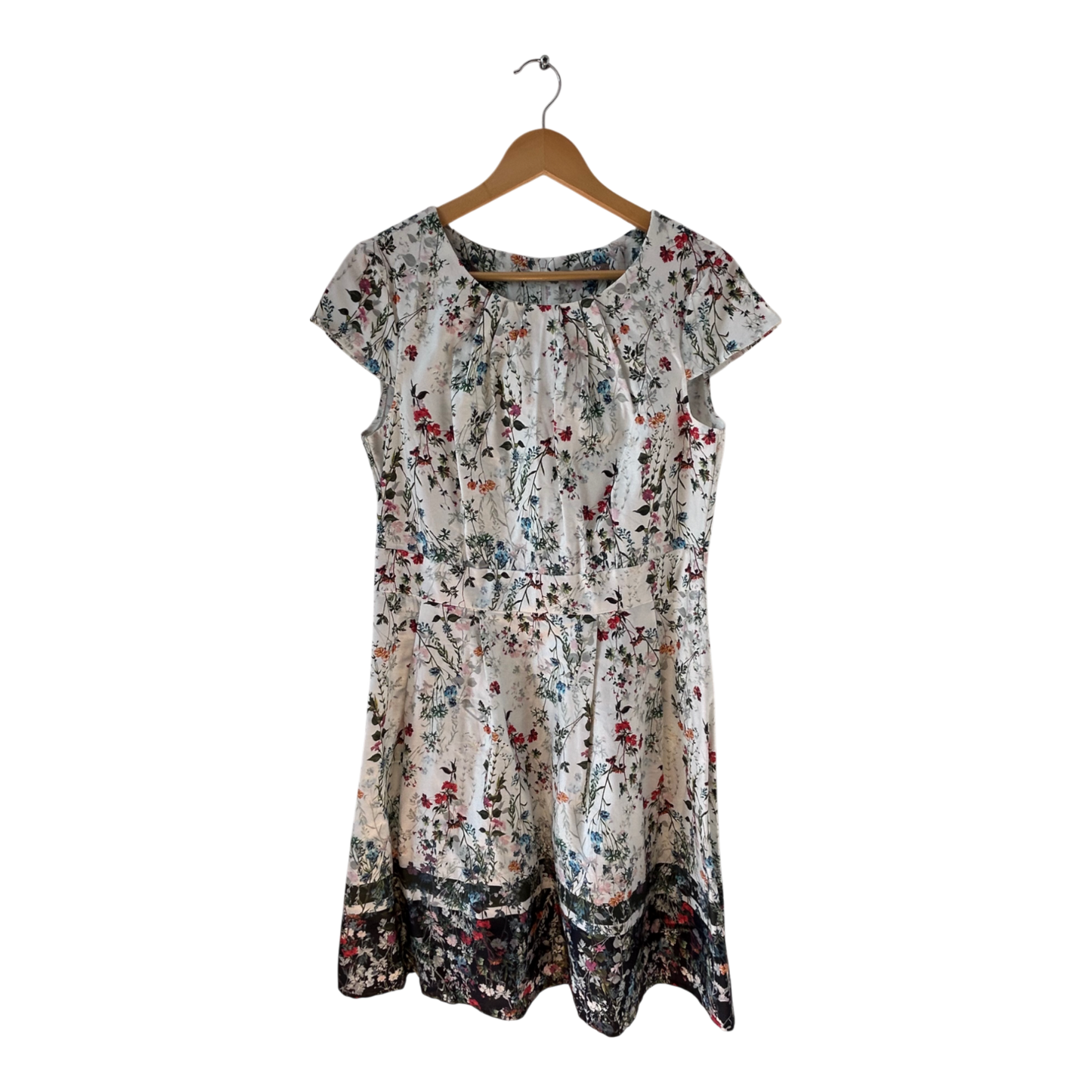 Orsay Kleid Damen Dress Damenkleid Gr 42 Weiß Blumen Sommer Baumwolle Elegant Chic