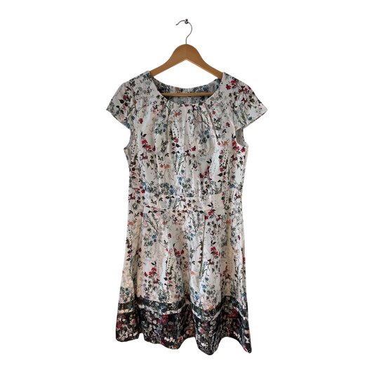 Orsay Kleid Damen Dress Damenkleid Gr 42 Weiß Blumen Sommer Baumwolle Elegant Chic