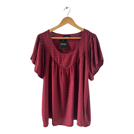 Gina Bluse Gr 46 Rot Boho Muster Viskose Kurzarm Neu Tunika Stil Sommer