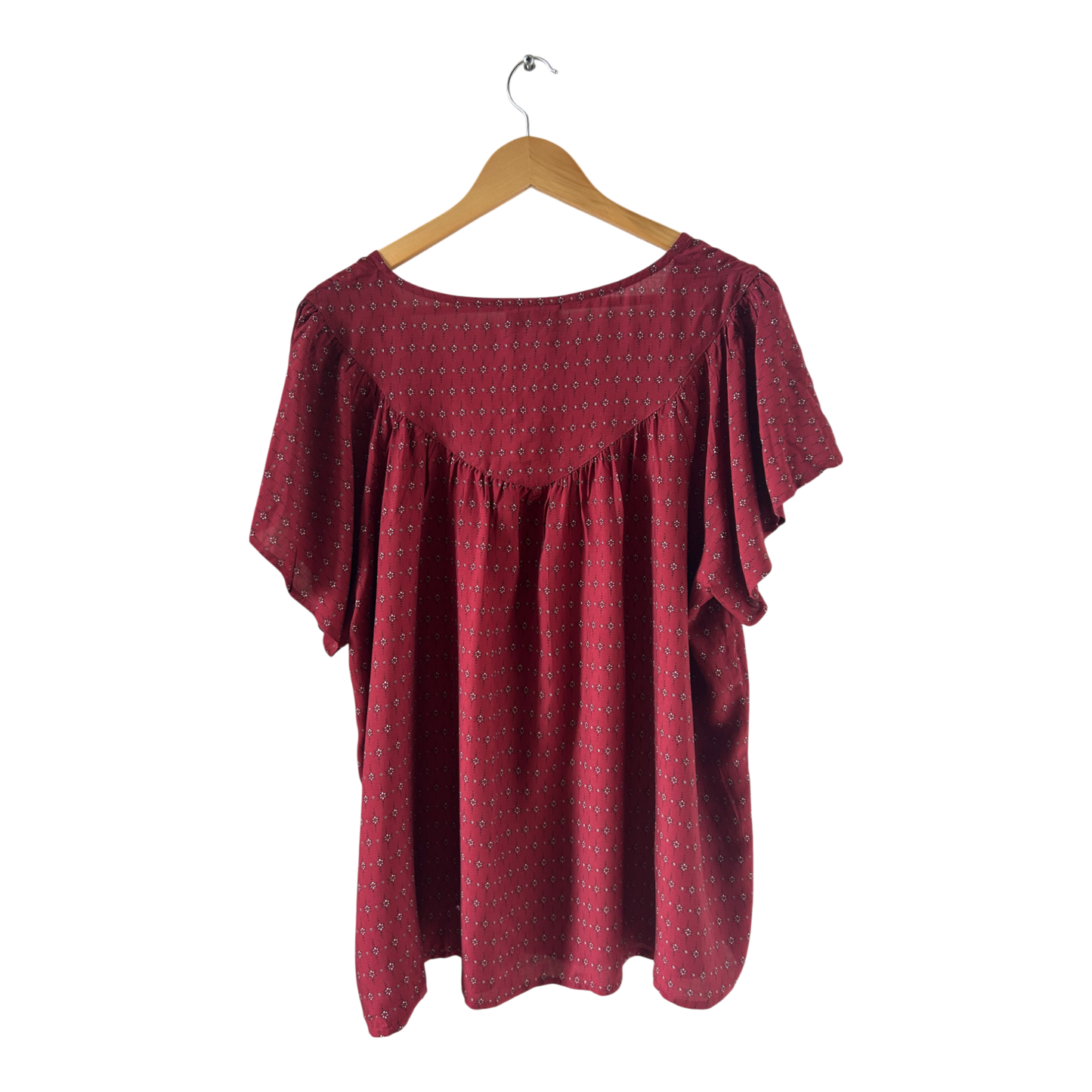 Gina Bluse Gr 46 Rot Boho Muster Viskose Kurzarm Neu Tunika Stil Sommer