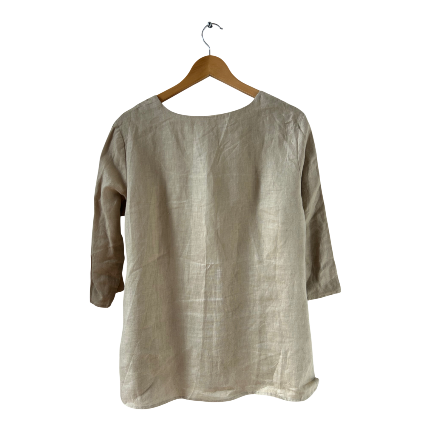 Adagio Tunika Leinen Gr 44 Natur Stickerei 3/4 Arm Sommerbluse hochwertig