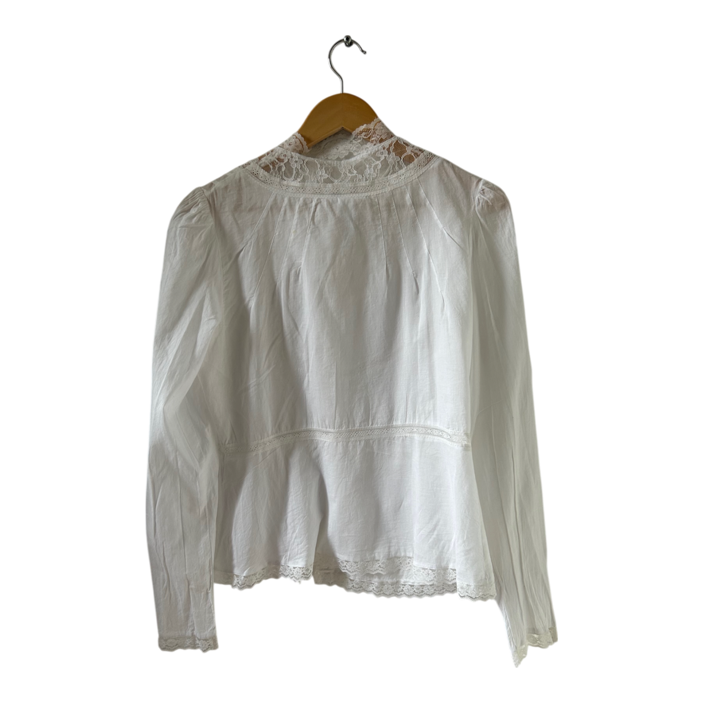 Weiße H&M Spitzenbluse Baumwolle Gr 46 romantisch elegant Vintage Stil Boho