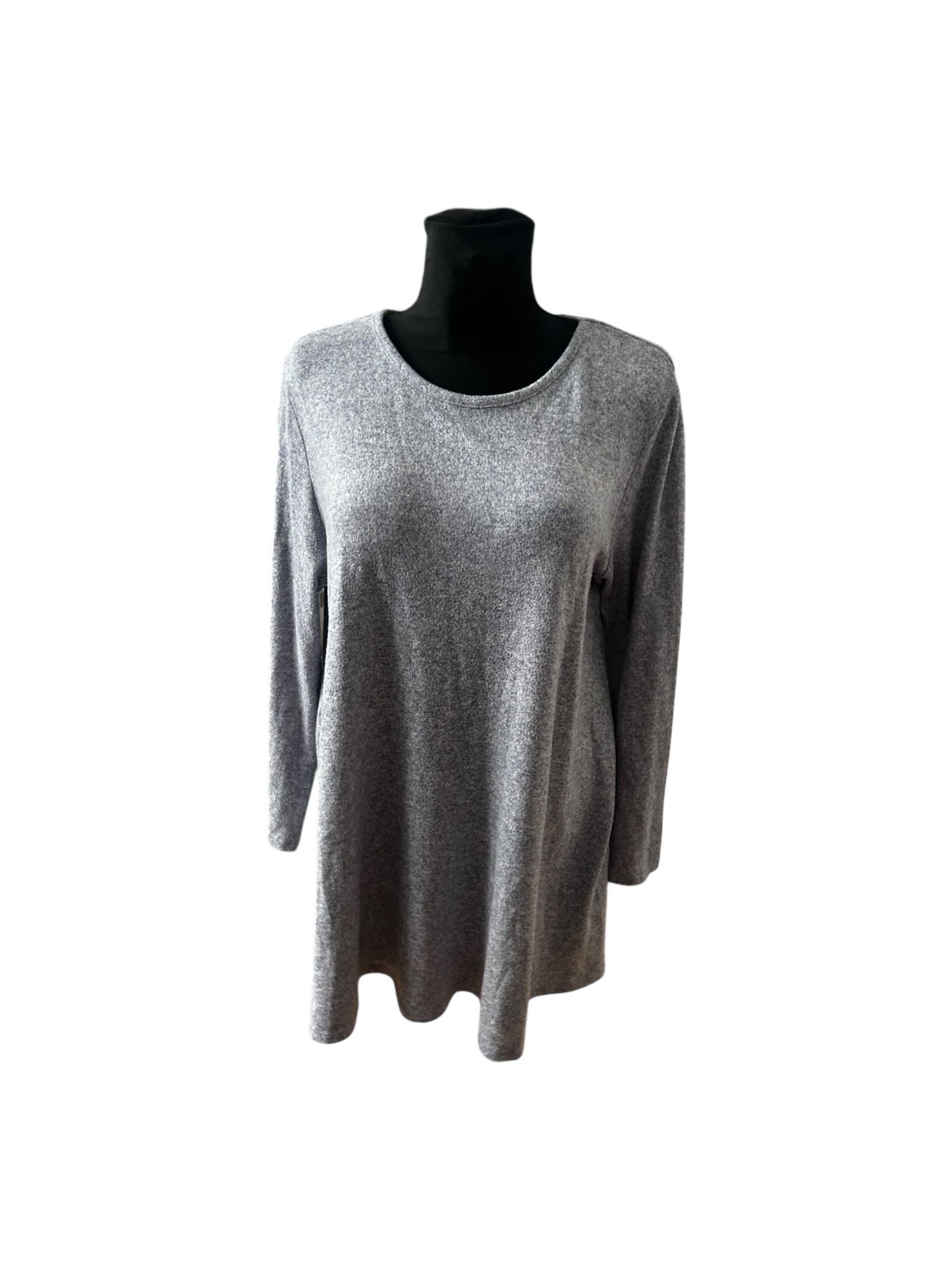 C&A Longpullover Damen Grau Meliert Extra Lang Weich Stretch Casual