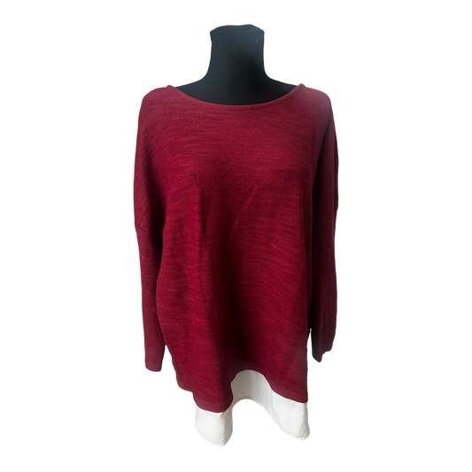 Esmara Pullover Damen Langarm Oversize XXL Bordeaux Weich Lässig