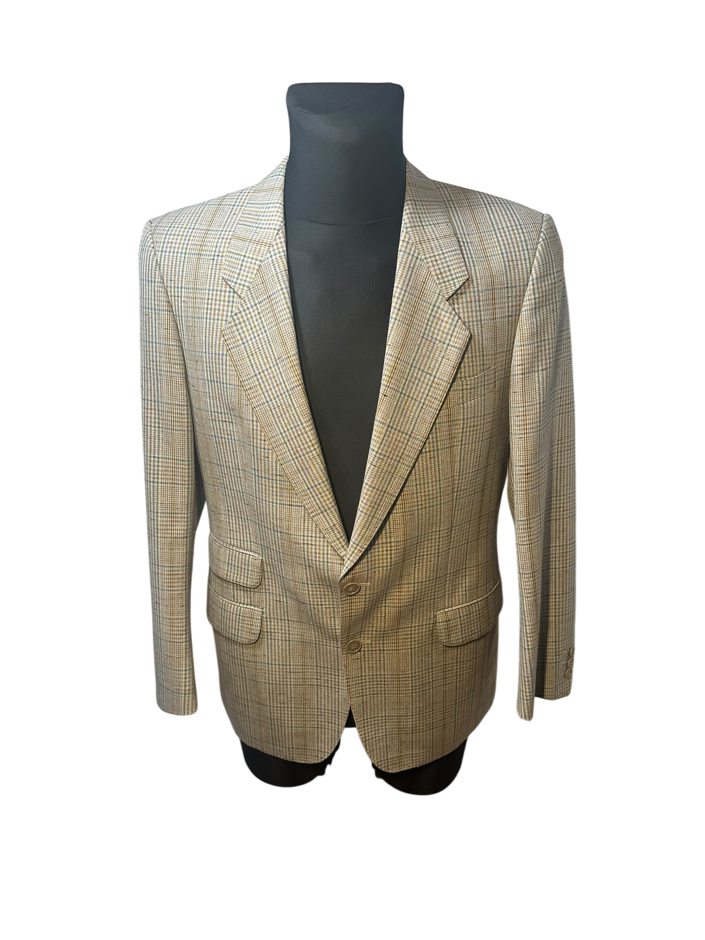 Angelo Litrico Herren Sakko Gr. 54 Karo Beige Braun Wolle Mohair Klassisch Business