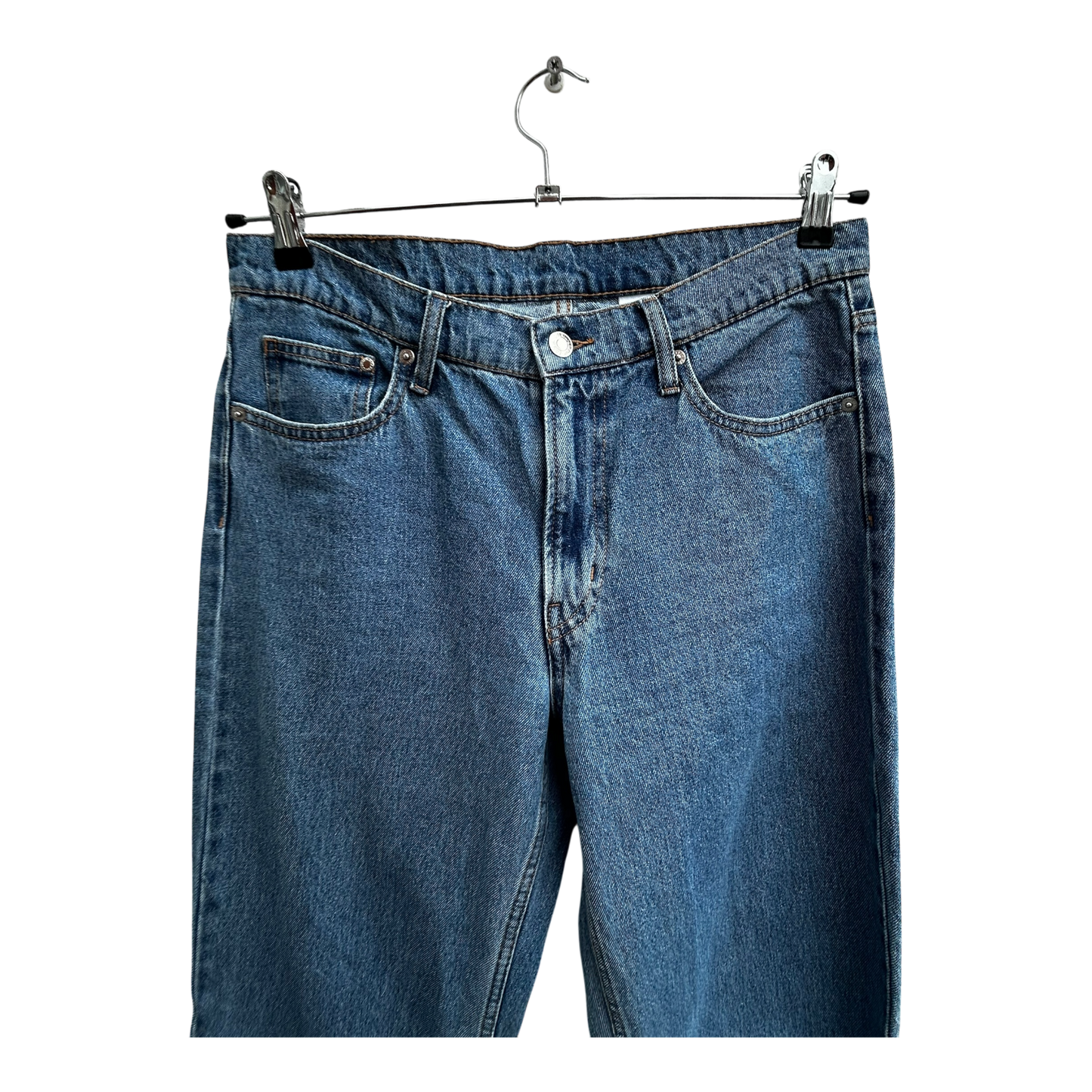 H&M Damen Baggy Low Waist Jeans Gr 36 Blau Baumwolle Denim