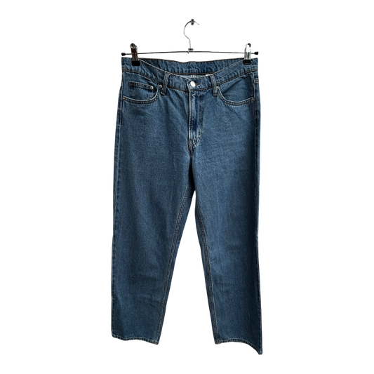 H&M Damen Baggy Low Waist Jeans Gr 36 Blau Baumwolle Denim