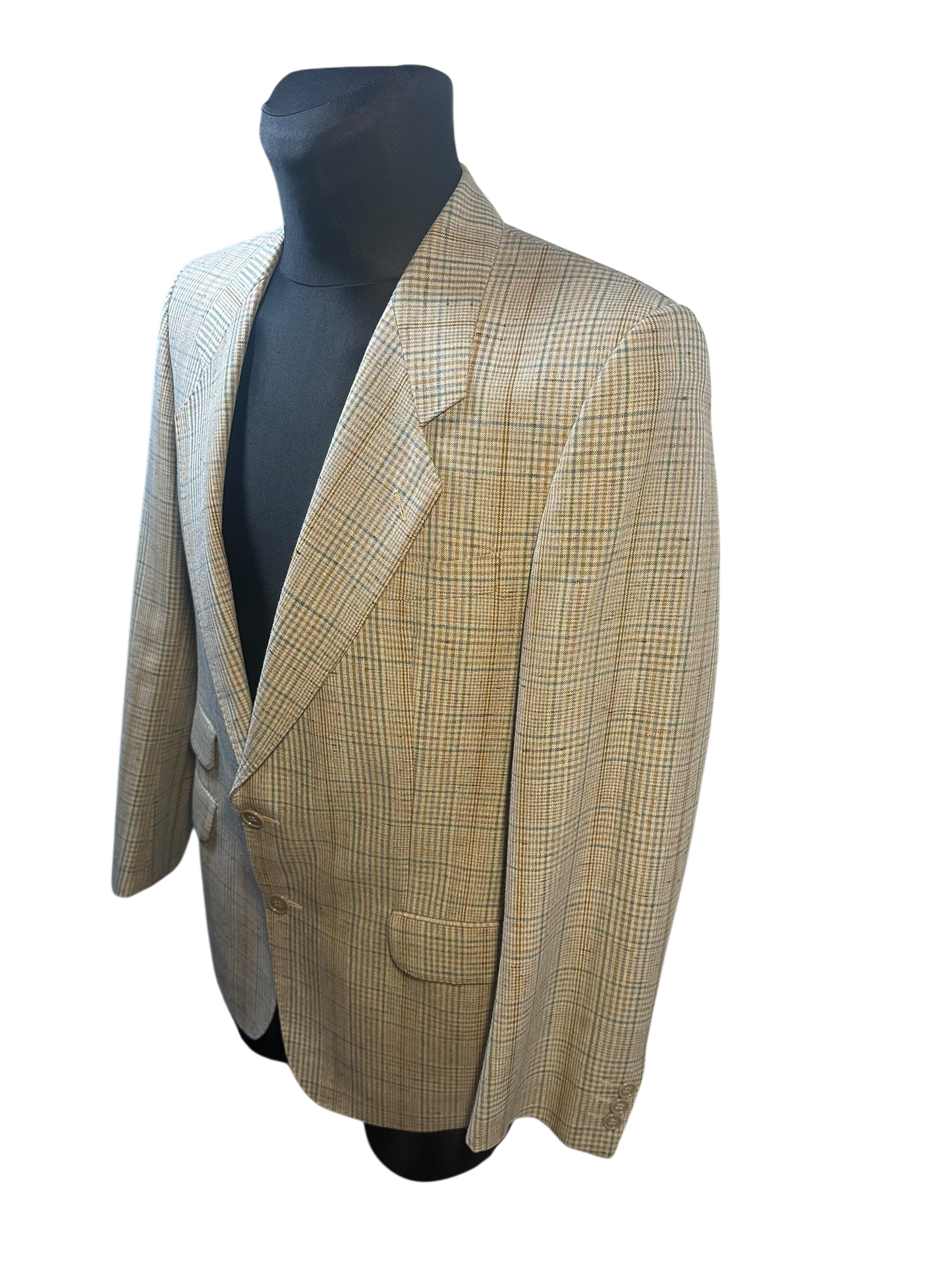 Angelo Litrico Herren Sakko Gr. 54 Karo Beige Braun Wolle Mohair Klassisch Business